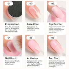 6 pièces Kit de poudre de trempage rose - Teintes claires et roses, nuances de fleurs de cerisier pour une manucure française DIY, sans lampe UV nécessaire