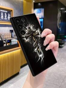 1 pieza Funda de teléfono móvil con forma de cruz y resistente a golpes compatible con Apple, /Galaxy, Infinix, Redmi, OPPO, VIVO, Realme - Negro - Ver 4