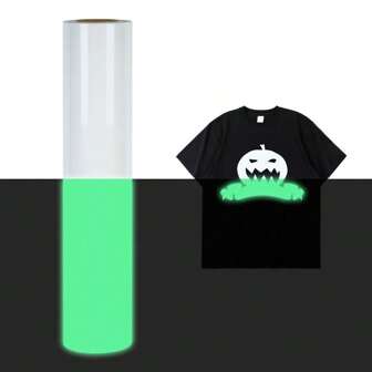 1 rolka świecącego w ciemności winylu termotransferowego 12 cali x 39,3 cala do prasowania DIY na koszulkę, świecący winyl HTV, piankowy winyl termotransferowy, zmieniający kolor na ubrania prasowane na gorąco