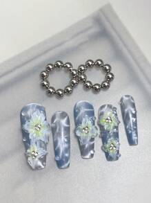 10颗圆形磁珠美甲贴片，冰花水波纹美甲贴片，美甲用品，美甲工具，美甲艺术工具，返校季，美甲，美甲工具（适用于贴片式美甲）