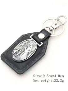 1 Peça Pingente De Carro Com Cruz De Nossa Senhora De Metal Vintage Personalizado & Pu Material Com Anel De Gancho Para Chaves