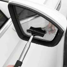 MINSHUXI Car Window Cleaner Wiper, Mini Telescopic Rearview Mirror Squeegee With Storage Bag, Foldable Portable Cleaning Tool For All Vehicles Automotive Accessories, Ideal For Rainy Foggy Dusty Weather - Black - View 4