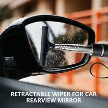 MINSHUXI Car Window Cleaner Wiper, Mini Telescopic Rearview Mirror Squeegee With Storage Bag, Foldable Portable Cleaning Tool For All Vehicles Automotive Accessories, Ideal For Rainy Foggy Dusty Weather - Black - View 6