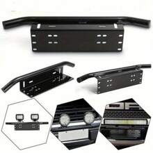 License Plate Mounting Bracket LED Light Bar Front Holder Universal License Plate Mounting Bracket Front Bar Bumper For Off Road Light Bar(Black) - Black - View 3
