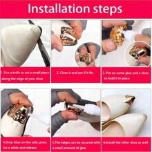1pair Women's High Heels Tip Protectors, Anti-Scratch Shoe Toe Shields, Invisible Decoration, Metal Caps - Multicolor - View 7