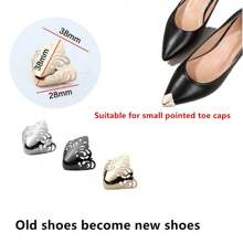 1pair Women's High Heels Tip Protectors, Anti-Scratch Shoe Toe Shields, Invisible Decoration, Metal Caps - Multicolor - View 1