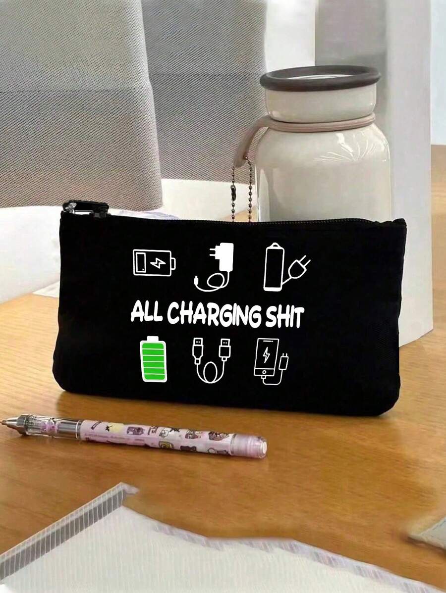 Estuche organizador de cargadores - Funda hipoalergénica, no impermeable para accesorios electrónicos - Bolsa de almacenamiento unisex para cables y USB para viajes - Negro - Ver 1