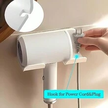 2pcs Hair Dryer Holder Rack, No Drilling Required Bathroom Wall Mount Blow Dryer Organizer Stand - Multicolor - View 3