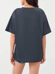 Women's Summer Casual Gothic Tops Short Sleeve Vintage Pattern Print Loose T-Shirt - Black - View 5