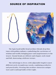 [VE] 1 Stück hochwertiger Sterling Silber Halskette mit natürlichem Lapislazuli, Lapislazuli Saatperlen geflochtene Kette, Bedeutung und Weisheit, faszinierende tiefe Farben. Drei Saatperlen in geflochtenes Design verdreht, einzigartig und modisch vielseitig. Das Tragen verleiht eleganten und geheimnisvollen Charme. Die natürliche Edelsteinfarbe variiert. - Halskette - Übersicht 6