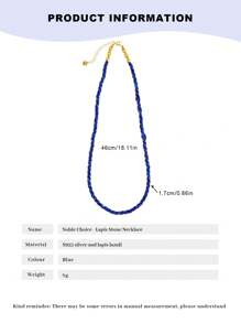 [VE] 1 Stück hochwertiger Sterling Silber Halskette mit natürlichem Lapislazuli, Lapislazuli Saatperlen geflochtene Kette, Bedeutung und Weisheit, faszinierende tiefe Farben. Drei Saatperlen in geflochtenes Design verdreht, einzigartig und modisch vielseitig. Das Tragen verleiht eleganten und geheimnisvollen Charme. Die natürliche Edelsteinfarbe variiert. - Halskette - Übersicht 7