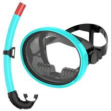 JoyMaySun Oval Snorkel Mask, Diving Mask, Classic Retro Style Panoramic Wide View Swim Goggles, Tempered Glass Lens, Adult Wet Snorkel - Multicolor - View 14