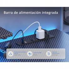 Escritorio Para Ordenador Con Enchufe Led En Forma De L - Negro - Ver 4