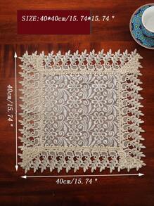 100% Pplyester Beige Sheer Mesh Table Runner With Triangle Point Tip, All Over Floral & Leaf Hollow Crochet Lace Border, Transparent See Through Decor Table Scarf For Dining Table Tea Table Wedding Farmhouse Home Kitchen Decor - Khaki - View 6