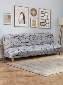 1 件纯色牛奶丝高弹力无扶手沙发/床罩，防尘防污蒲团床罩，适合客厅和卧室，四季皆宜 - 彩色 - 查看 1