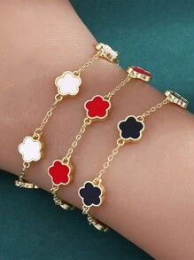 Stylever 1 Peça Bracelete Floral Fofo Jóias Femininas para Mulheres, Pulseira de Corrente Elegante de Prata 925, Presente de Jóias Finas para Irmãs Amizade