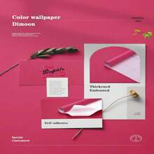 1卷玫瑰红纯色自粘墙纸，尺寸：15.7英寸 x 196.8英寸/118.1英寸/39.3英寸，PVC哑光磨砂表面，加厚防水，易于清洁，可移除贴纸，适用于卧室、客厅、酒店墙面、家居装饰、厨房台面、餐具、家具翻新。DIY安装，易于粘贴和移除。翻新贴纸，可粘贴于墙板、墙纸上，春季装饰，焕新家居，节日装饰贴纸，生日毕业礼物。 - 玫紅色 - 查看 4