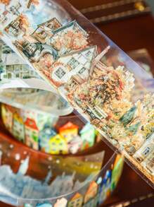 1 卷房屋主题装饰遮蔽胶带，复古梦幻小镇系列景观胶带 - 彩色 - 查看 8