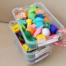 Hộp đựng đồ đa năng có tay cầm dung tích cực lớn 4 tầng, hộp đựng đồ chơi/khối xếp hình, hộp đựng đồ dùng văn phòng phẩm/sổ tay//ngăn đựng bút dạ, nhựa trong suốt để nhìn rõ - Trong sáng - Xem 8