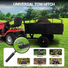Studyset 750 Lbs Heavy-Duty Steel Dump Cart - 15 Cubic Feet Garden Utility Trailer With Removable Sides, Hand-Pull Or Foot Pedal Dumping For ATVs, UTVs, Lawn Mowers, And Tractors