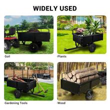 Studyset 750 Lbs Heavy-Duty Steel Dump Cart - 15 Cubic Feet Garden Utility Trailer With Removable Sides, Hand-Pull Or Foot Pedal Dumping For ATVs, UTVs, Lawn Mowers, And Tractors