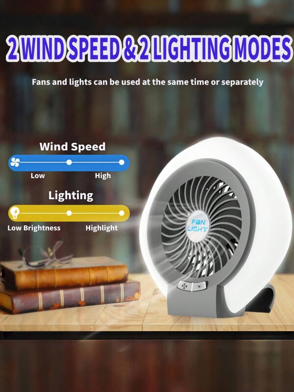 Camping Fan Light , Portable Camping Lantern With Fan ,Rechargeable Multi-Use Camping Fan With Built-In 21 High-Brightness White Lights For Tents, Hiking, Home, Office