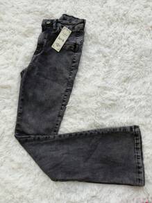Women's High-Waisted Flare Jeans In Graphite With Elastane - Xám - Xem 3