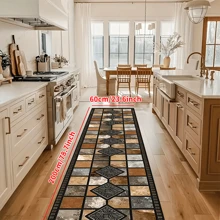 1 pezzo Tappeto passatoia non scivoloso con motivo patchwork a quadrati, bordo grigio e nero e tre diamanti al centro, lavabile in lavatrice, tappeto per ingresso, soggiorno, camera da letto, patio esterno, giardino, decorazione per la casa e la stanza, tappeto, arazzo