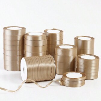 Champagne Gold Jacquard Ribbon, 0.6cm, 1cm, 1.5cm, 2cm, 2.5cm, 4cm Width, Polyester Satin Ribbon, Gift Box Wrap, Bowknot