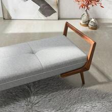 Cora Mid Century Modern Gray Bench,Mo-Autos