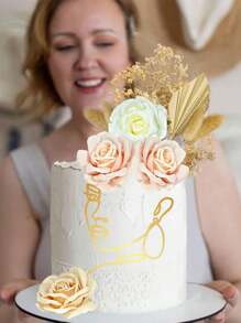 1pc Lady Face Cake Topper Gold Line Cake Decoration For Birthday Wedding Party Minimalist Art Cake Pick Insert Bakery Party Supplies