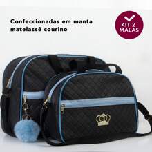 Large Maternity Bag Kit For Girls Or Boys Includes 2 Pieces With POMPOM - Celeste - Ver 1