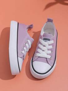 透气低帮休闲运动鞋，男女通用学生帆布运动鞋，儿童春季运动鞋 - 紫色 - 查看 3