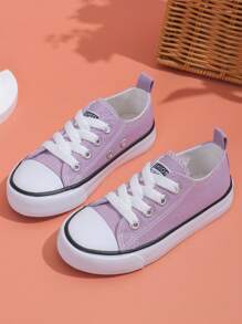透气低帮休闲运动鞋，男女通用学生帆布运动鞋，儿童春季运动鞋 - 紫色 - 查看 2