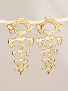 1 Cặp Hoa tai đầu lâu nhiều lớp phong cách Gothic kim loại phóng đại, Hoa tai dài thời trang đường phố dành cho phụ nữ, Phụ kiện dự tiệc - EZ5473 - Xem 4