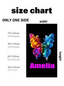 1pc Personalized Beach Towel, Quick-Dry Swimming Towel, Comfortable Beach Towel, Fashionable Pool Towel, Customized Name, Butterfly, Cute, Fun, Beautiful Yoga Mat, Beach Accessories, Essential Mother's Day, Birthday, Ren's Day, Father's Day, Graduation, Wedding, Housewarming Gift, Bathroom, Living Room, Bedroom, Home Summer Holiday Bathroom DecorTravel Essentials Travel Accessories Beach Essentials