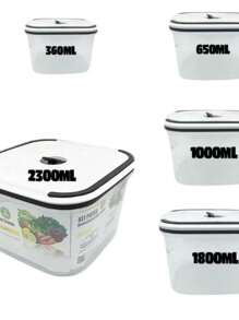 Kit 5 Airtight Food Storage Containers With Lid