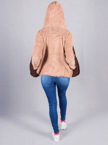 Sudadera para mujer de peluche, Colección Fluffy - Café integral - Ver 5