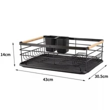 NetHong Dish Drainer Rack Kitchen Sink Washing Plates Draining Board Cutlery Holder Cup(Black) - 黑色 - 查看 11