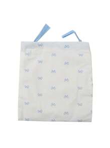 Pink/Blue/Black Bow Printed Storage Bag Drawstring Bag, Wedding And Festival Gift Packaging Bag, Candy Bag