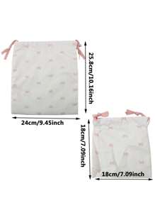 Pink/Blue/Black Bow Printed Storage Bag Drawstring Bag, Wedding And Festival Gift Packaging Bag, Candy Bag