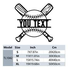 1Pc Custom Baseball Metal Wall Art Personalized Baseball Player Name Sign For Home Decor For Living Room Decor Decorative Gift Gifts Birthday Graduation - Black - View 9