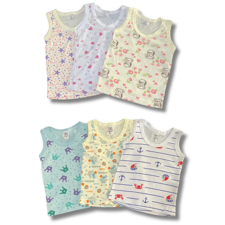 Kit 3 Regata Camiseta Bebê 100% Algodão Algodão Menino Menina Verão Calor