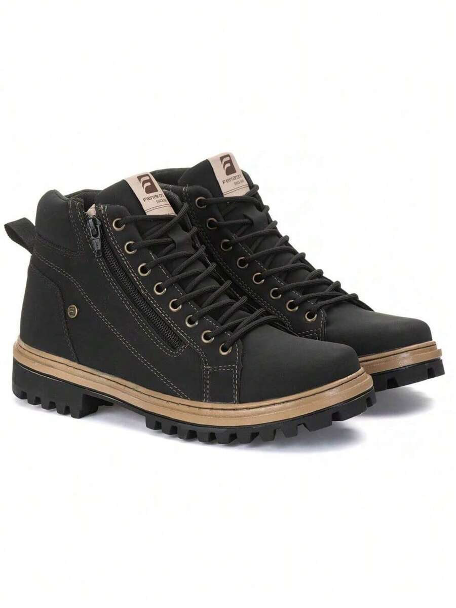 Ferraroni Men's Urban Motorcycle Combat Boot - 黑色 - 查看 1