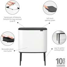 Brabantia Bo Touch Bin - 36L Inner Bucket White Waste Bin - Soft-Touch - White-1innerbucket(36L) - View 2