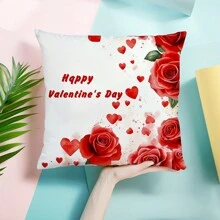 4 Stücke Valentinstag Dekorations-Set, beidseitig bedruckte Kissenbezüge