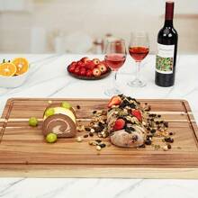 1pc 13.0inX9.06in Rosewood Wooden Cutting Board, Butcher Board, Tray With Juice Groove, Suitable For Cooked Food, Vegetables, Fish, Meat, Cheese, Outdoor Camping, Essential For Home Kitchen