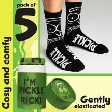 Rick & Morty Calf Length Socks Pack Of 5 Soft Breathable Funny Gift - Multicolor - View 3