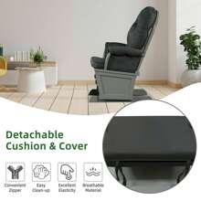 Homasis Wood Glider & Ottoman Cushion Set Baby Nursery Rocking Chair - Dark Grey - View 6