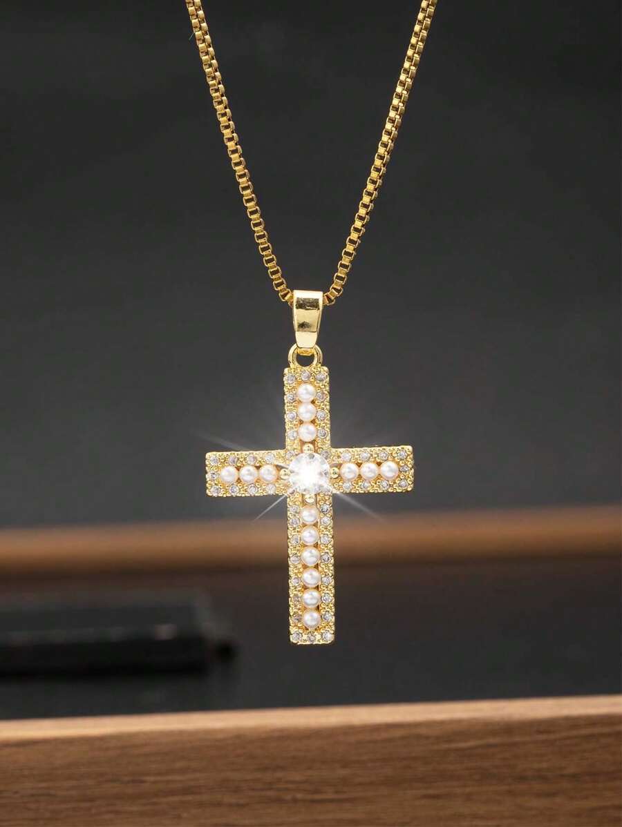 1 条女士珍珠项链乳白色圆形珍珠颈链精致珍珠项链女士珠宝礼物 - 彩色 - 查看 1